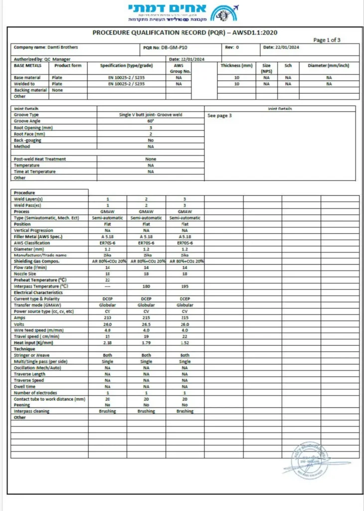 תעודת הסמכה AS9100D עם ISO 9001:2015 — Damti Brothers
